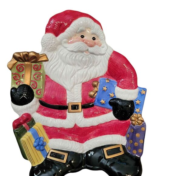 Fitz And Floyd Happy Holidays Santa Plate Tray Original Box - Picture 2 of 5